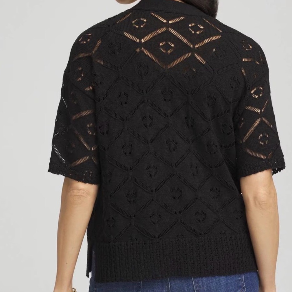Chico's Black Cardigan with Gold Accents - Picture 2 of 5